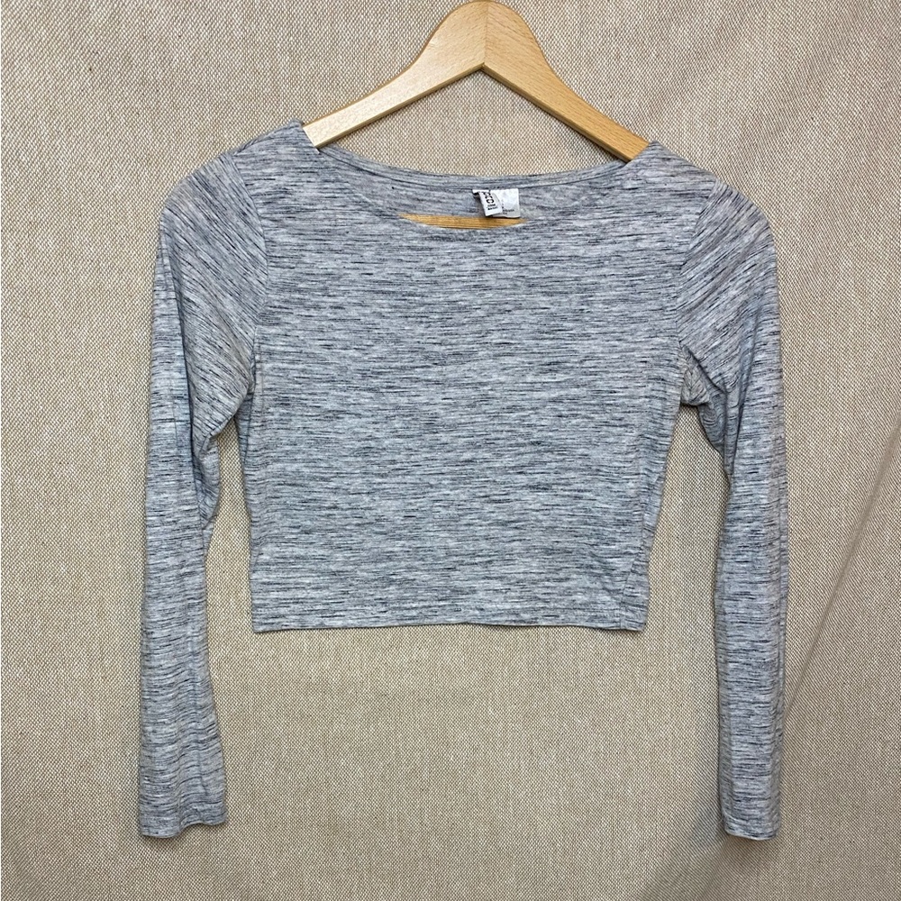 Heather grey Divided cropped long sleeve
